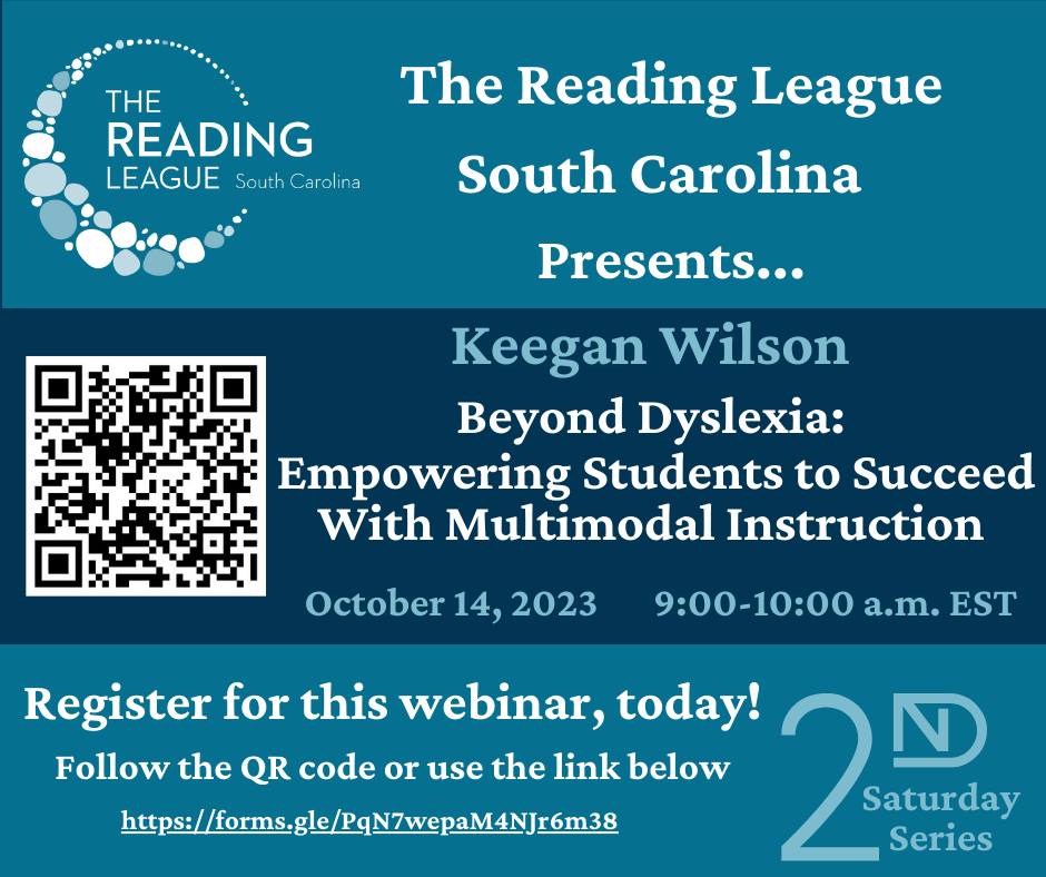 Join TRL-SC as we spotlight South Carolina in a presentation featuring Keegan Wilson's Beyond Dyslexia: Empowering Students to Succeed with Multimodal Instruction! This webinar will be packed and you do not want to miss this one! Register today! https://forms.gle/PqN7wepaM4NJr6m38